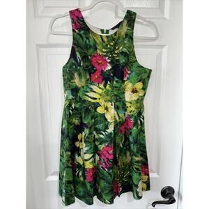 Felicity & Coco Women's S/P Sleeveless Dress Pleated Colorful Green Multi Floral
